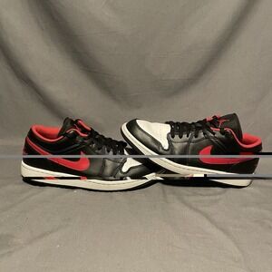 Nike Air Jordan 1 Low Black Red White Sneakers Shoes (553558-063) Mens Size 10